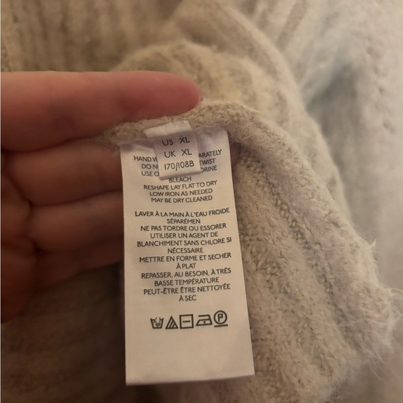 Free People Beige Ribbed Knit Puff Sleeve Crop Sweater Women’s XL - Picture 4 of 7